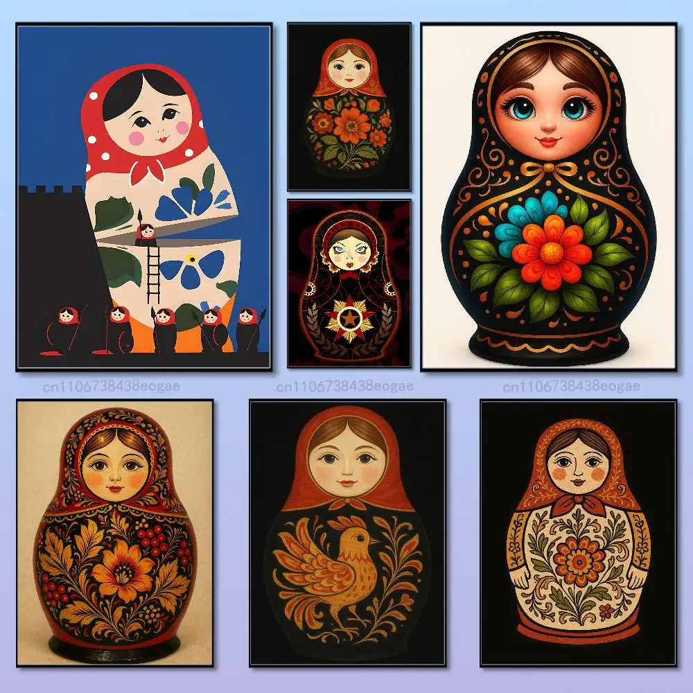 Interior Design Of Cafe - Affiche d'art russe Matryoshka, autocollant mural