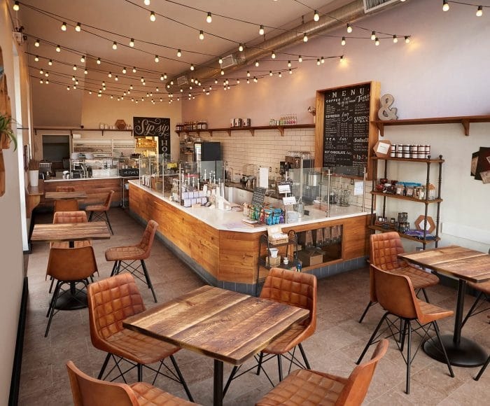 Interior Design Of Cafe - Comptoir de bar en bois, design